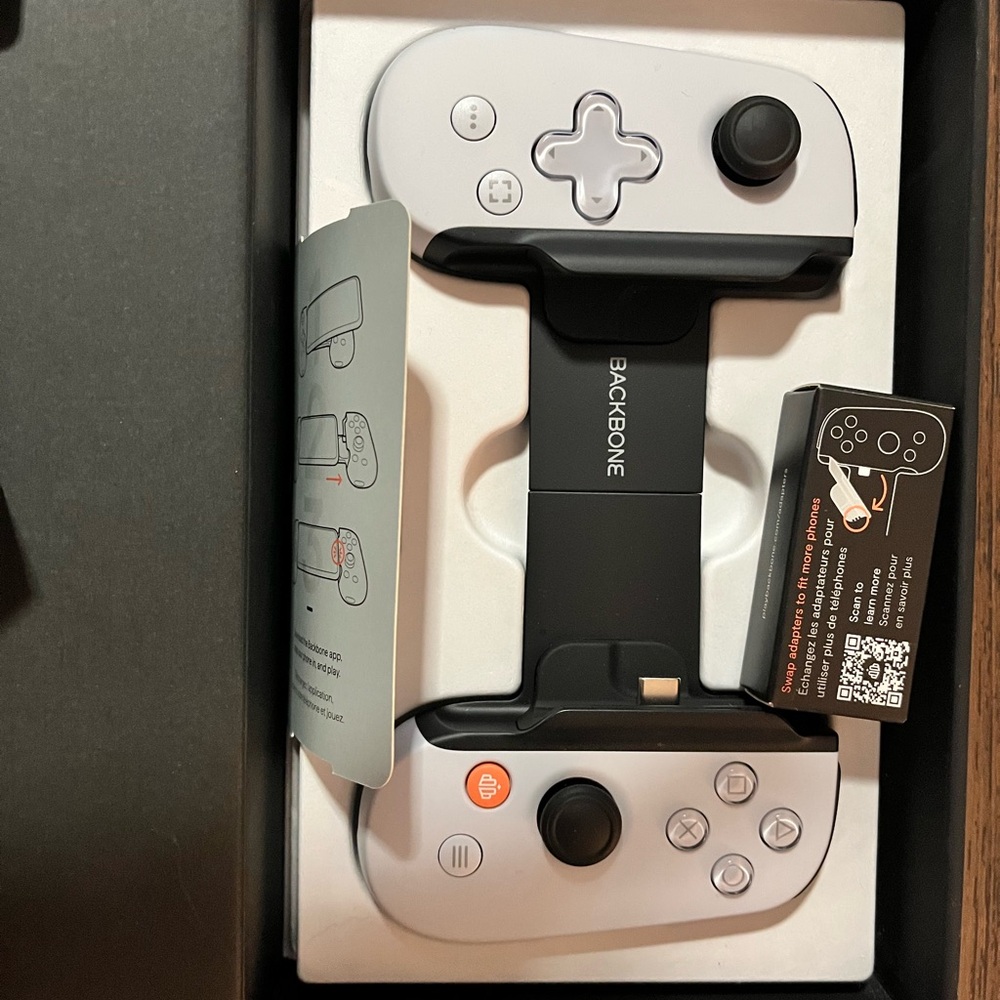 Backbone White and Black Mobile Gaming Controller
